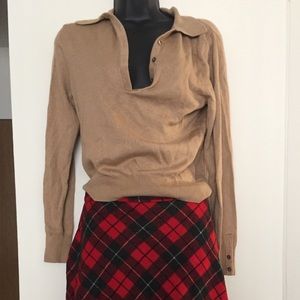Camel button sweater top